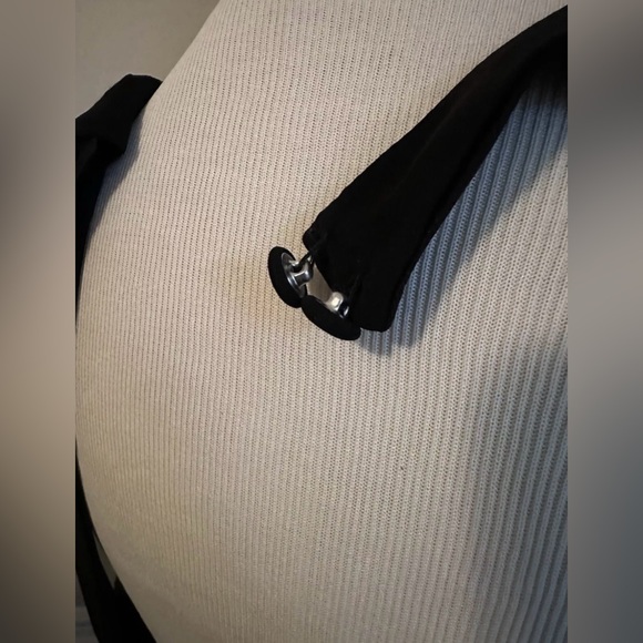 Bisou Bisou Open Back Dress 10 Black Blue White Ikat Geometric Michelle Bohbot - Picture 9 of 10